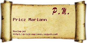 Pricz Mariann névjegykártya